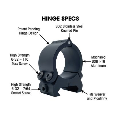 VersaRing Universal Scope Rings Black 1 in. Hinge - Image 4